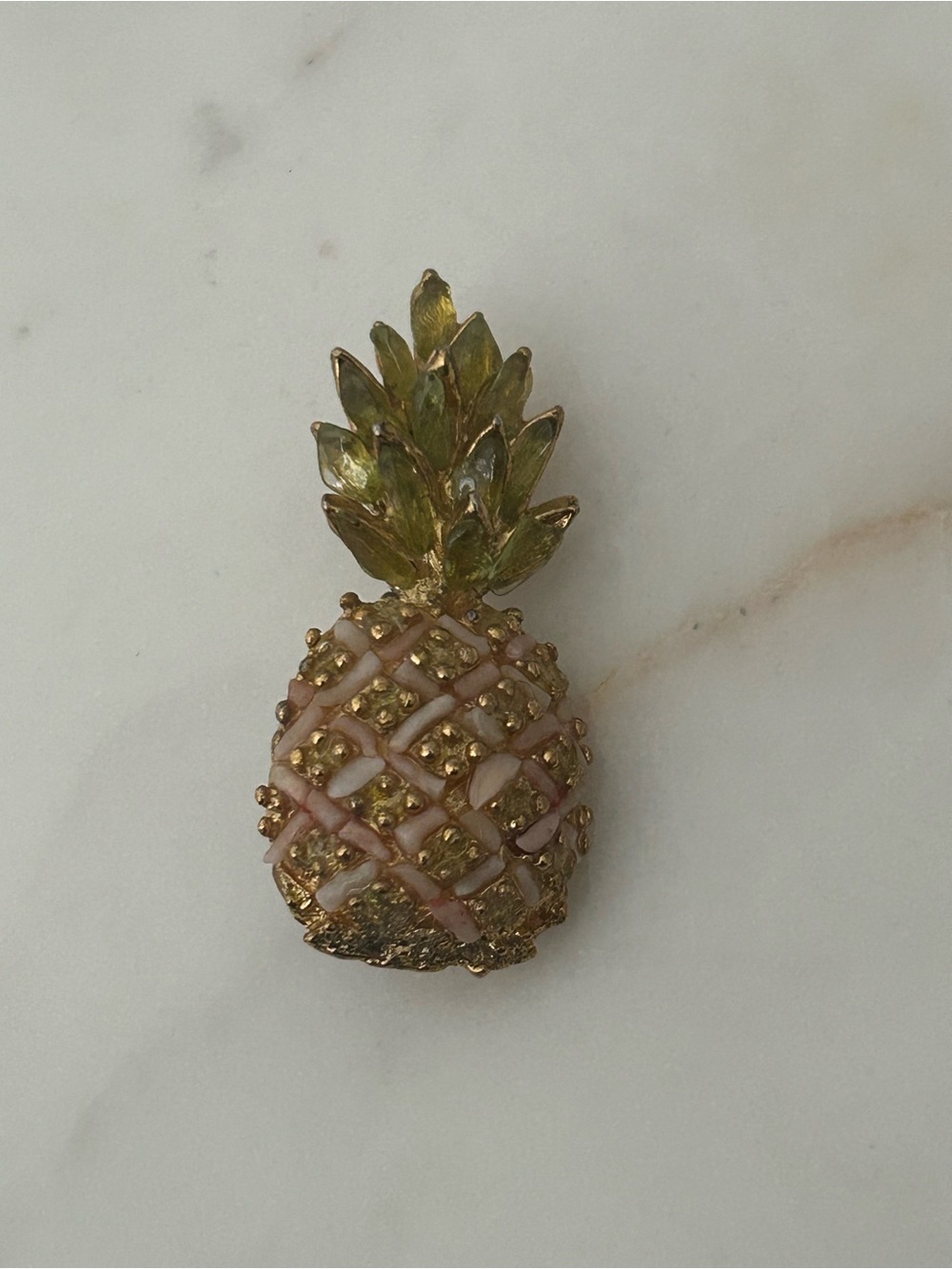 1980s Gold and Pink Pineapple Brooch